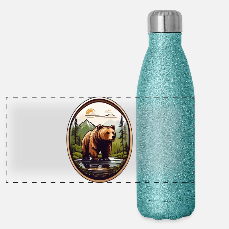 Braunbär Panorama Glitzer Isolierflasche 500 ml