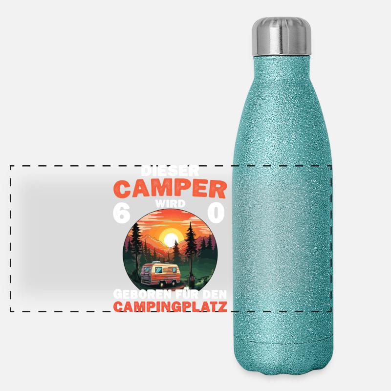 60 Geburtstag Camping Campen Wohnmobil Spruch Panorama Glitzer Isolierflasche 500 ml