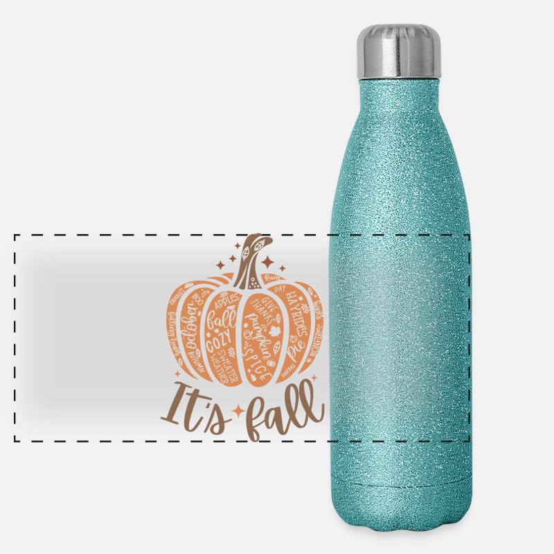 Citrouille d’automne C’est l’automne Gourde isotherme panoramique pailletée 500 ml