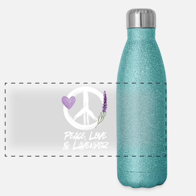 Love, Peace & Lavender Panorama Glitzer Isolierflasche 500 ml