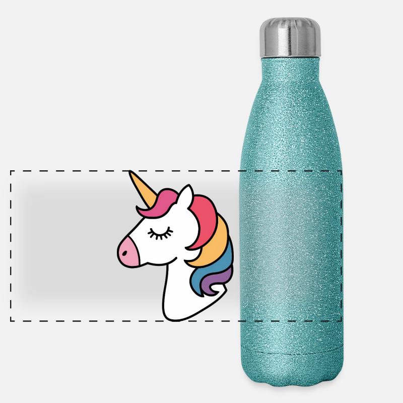 Regenbogen-Einhorn Panorama Glitzer Isolierflasche 500 ml