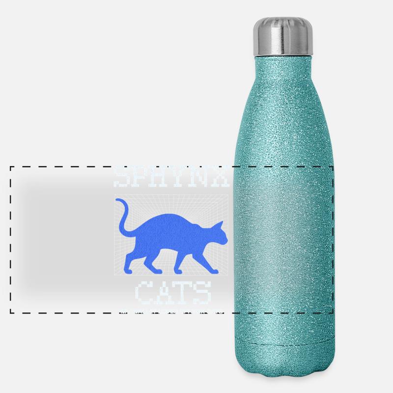 Chat Sphynx sans poils drôle Gourde isotherme panoramique pailletée 500 ml