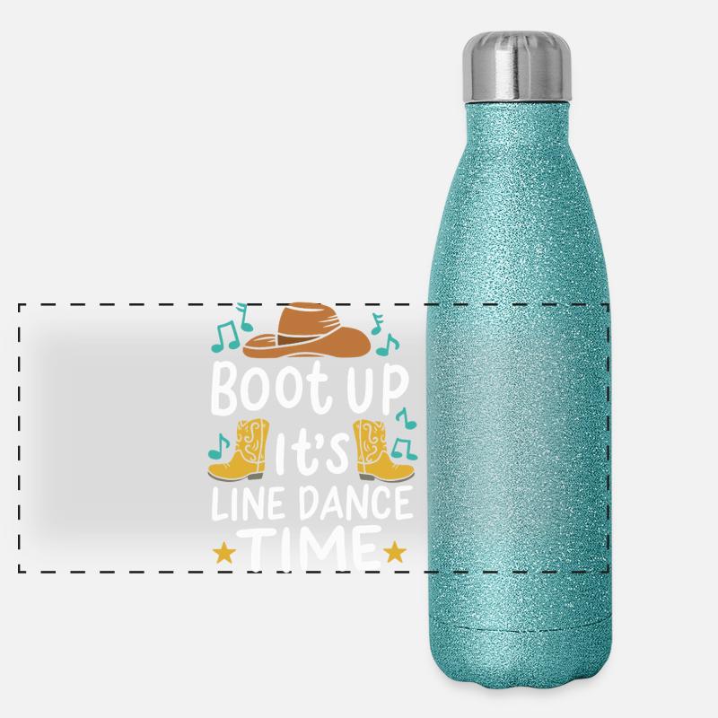 Boot Up It's Line Dance Time Country Graphic Panoramic Glitter Thermal Bottle 500 ml