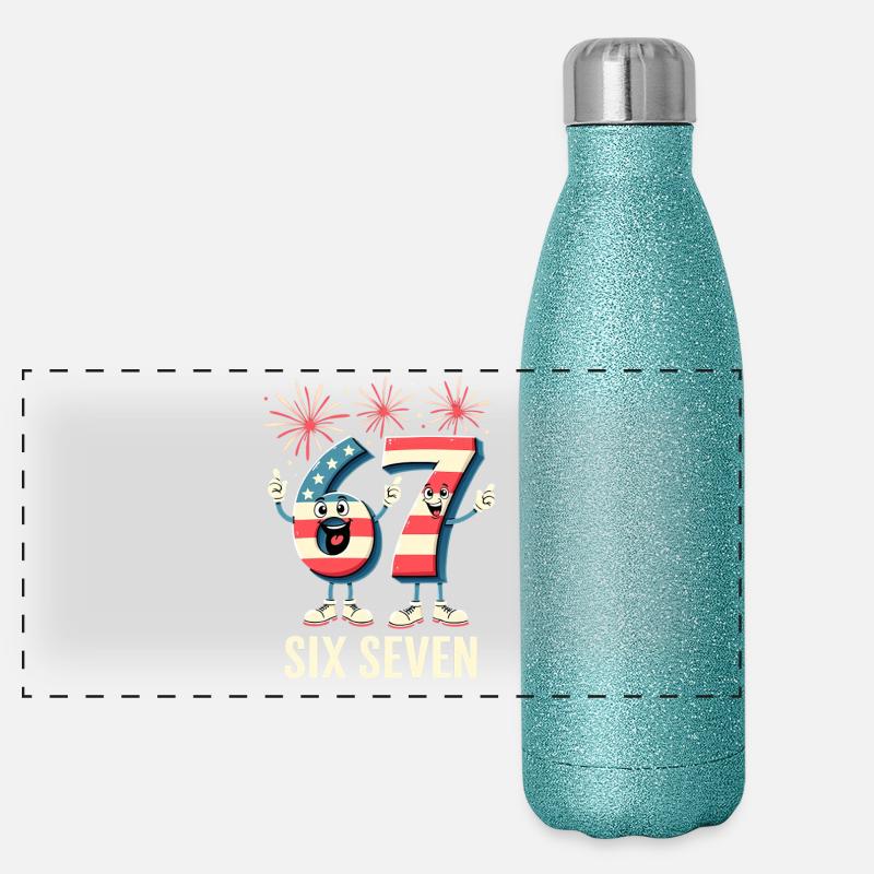 US Flag 67 Memes Six Seven Gourde isotherme panoramique pailletée 500 ml