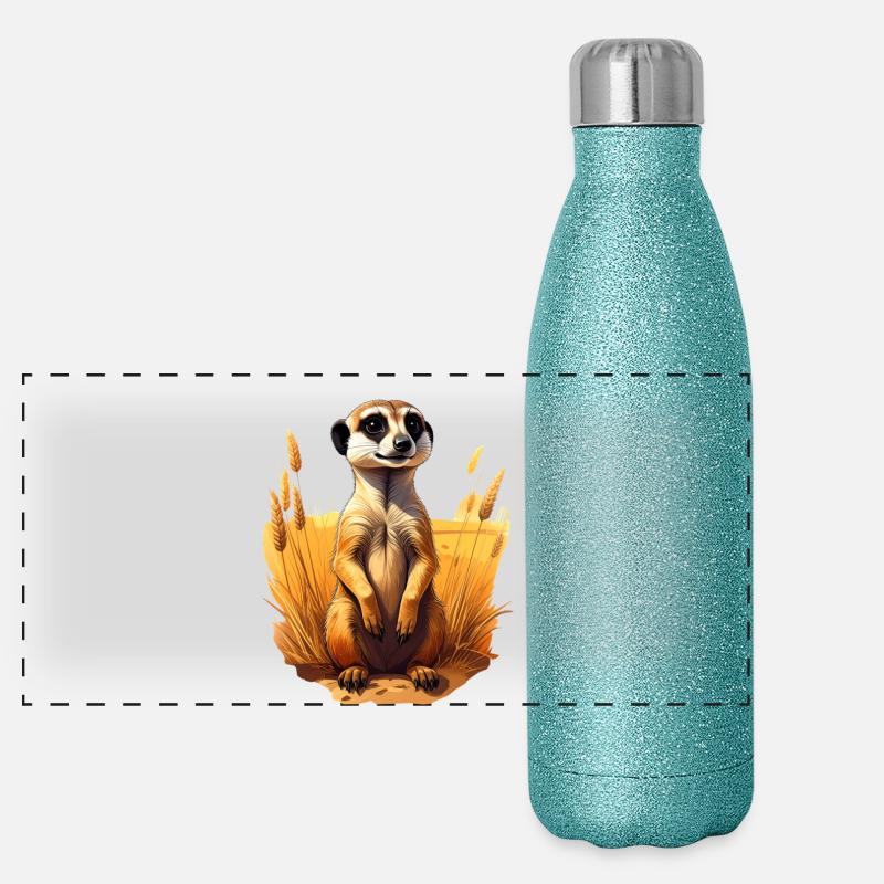 Un suricate dans la savane Gourde isotherme panoramique pailletée 500 ml