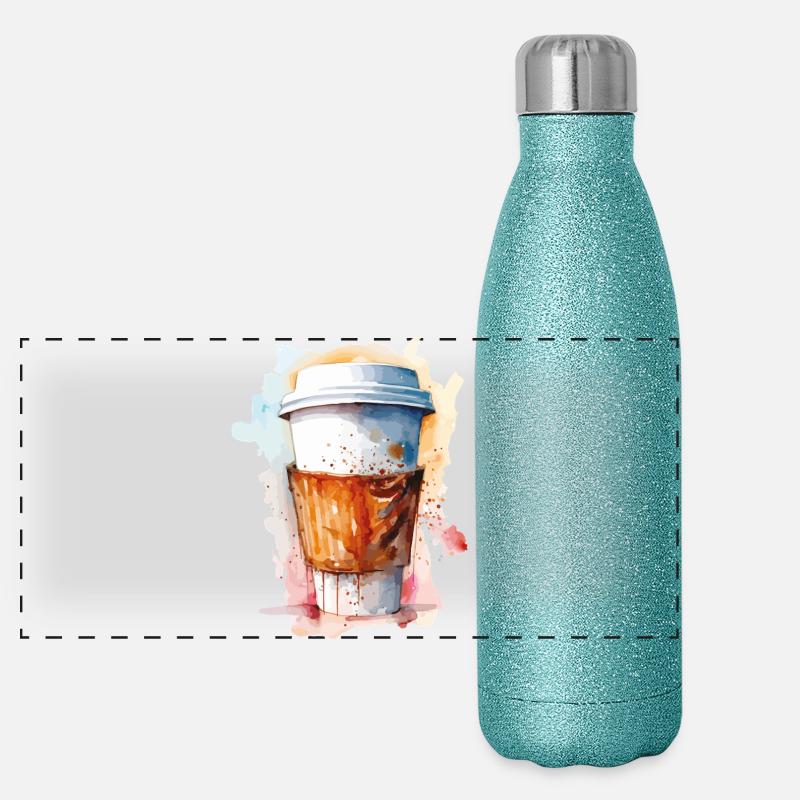 Wasserfarben ToGo Kaffee Panorama Glitzer Isolierflasche 500 ml