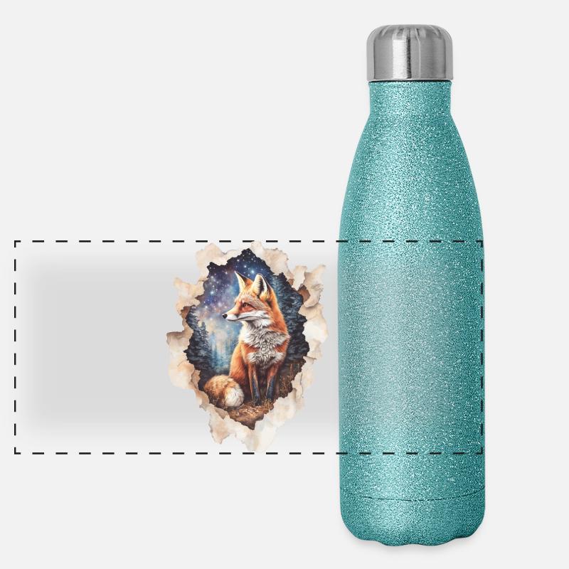 Renard Ciel étoilé Gourde isotherme panoramique pailletée 500 ml
