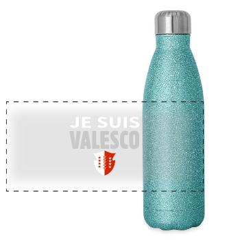 Je suis Valesco - Valaisan - Gourde isotherme panoramique pailletée 500 ml - paillettes bleues - Devant
