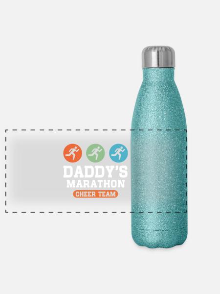 Daddys Marathon Cheer Team - Panoramic Glitter Thermal Bottle 500 ml - blue glitter - Front