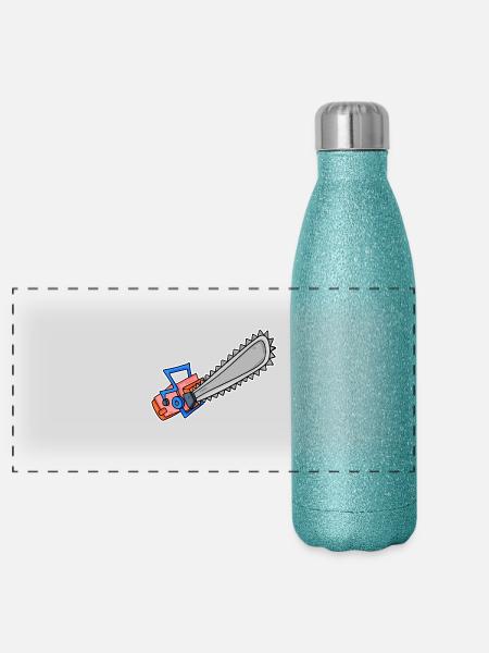 Chainsaw motor saw - Panoramic Glitter Thermal Bottle 500 ml - blue glitter - Front