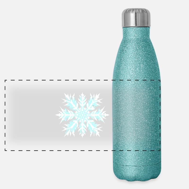 Jupe blanche flocon de neige Noël Gourde isotherme panoramique pailletée 500 ml