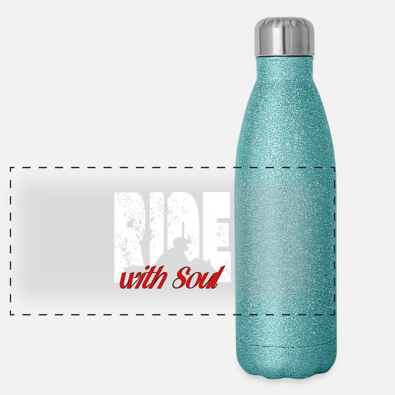 Für Biker - RideWithSoul - Panorama Glitzer Isolierflasche 500 ml - Blau Glitzer