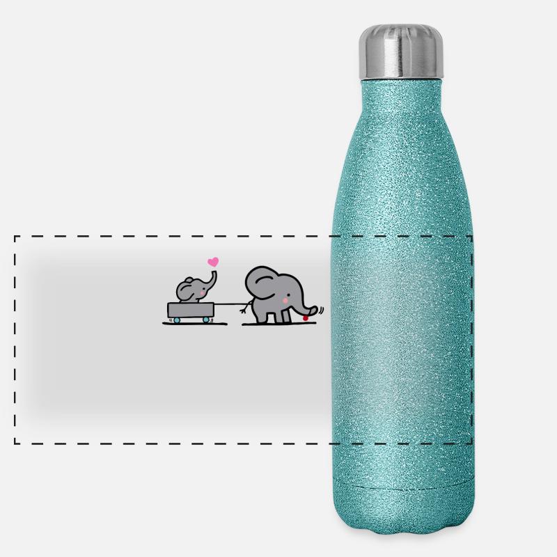 Le grand éléphant attire le petit éléphant Gourde isotherme panoramique pailletée 500 ml