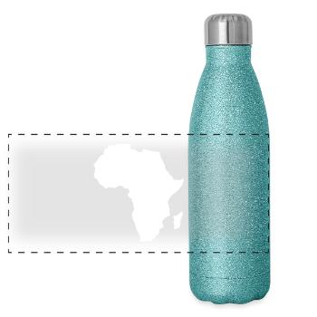 Afrique continent carte blanc - Gourde isotherme panoramique pailletée 500 ml - paillettes bleues - Devant