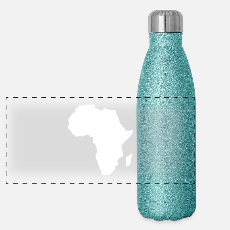 Africa continent map white Panoramic Glitter Thermal Bottle 500 ml