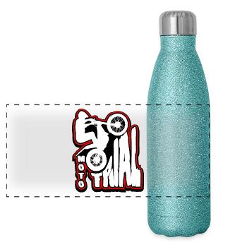 Riders of Moto Trial - Panoramic Glitter Thermal Bottle 500 ml - blue glitter - Front