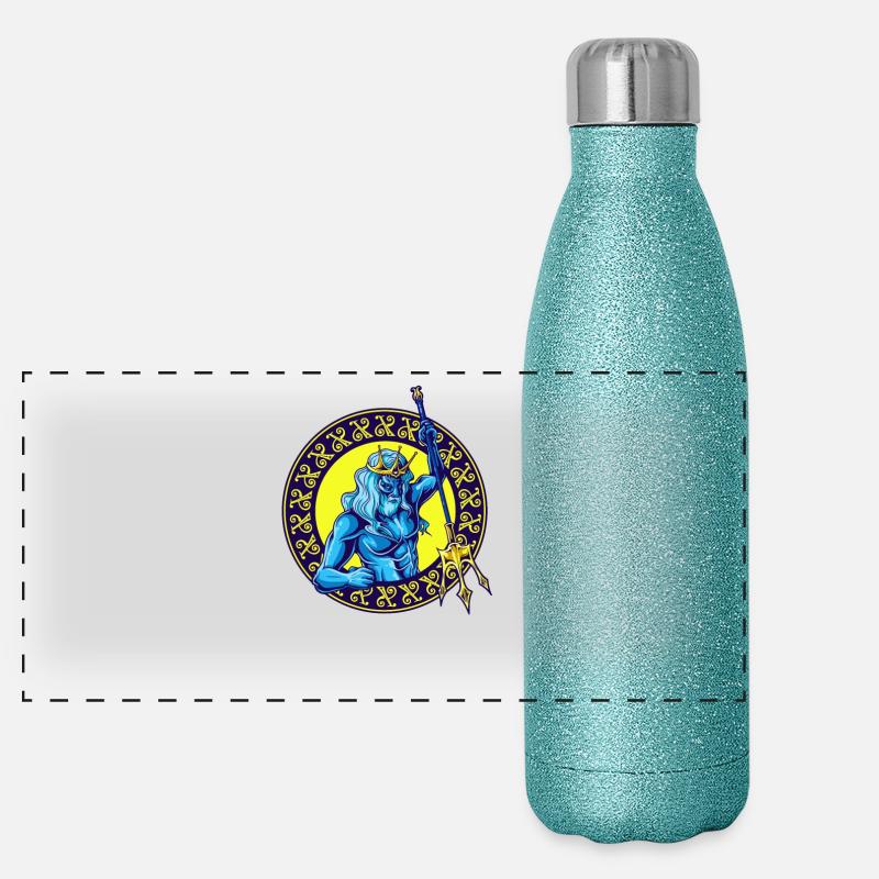 Dieu de la mer Poséidon Gourde isotherme panoramique pailletée 500 ml