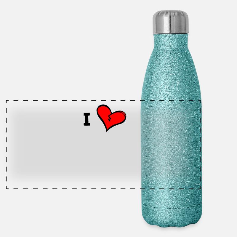 I love... insert your own text personalize Panoramic Glitter Thermal Bottle 500 ml