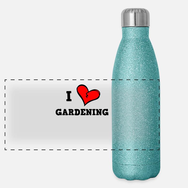 Ich liebe Gartenarbeit Panorama Glitzer Isolierflasche 500 ml