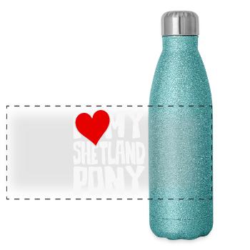 J’adore mon poney Shetland - Gourde isotherme panoramique pailletée 500 ml - paillettes bleues - Devant