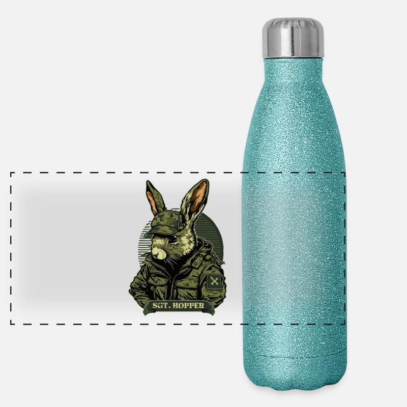 Rabbit military forest defense commandos Panoramic Glitter Thermal Bottle 500 ml