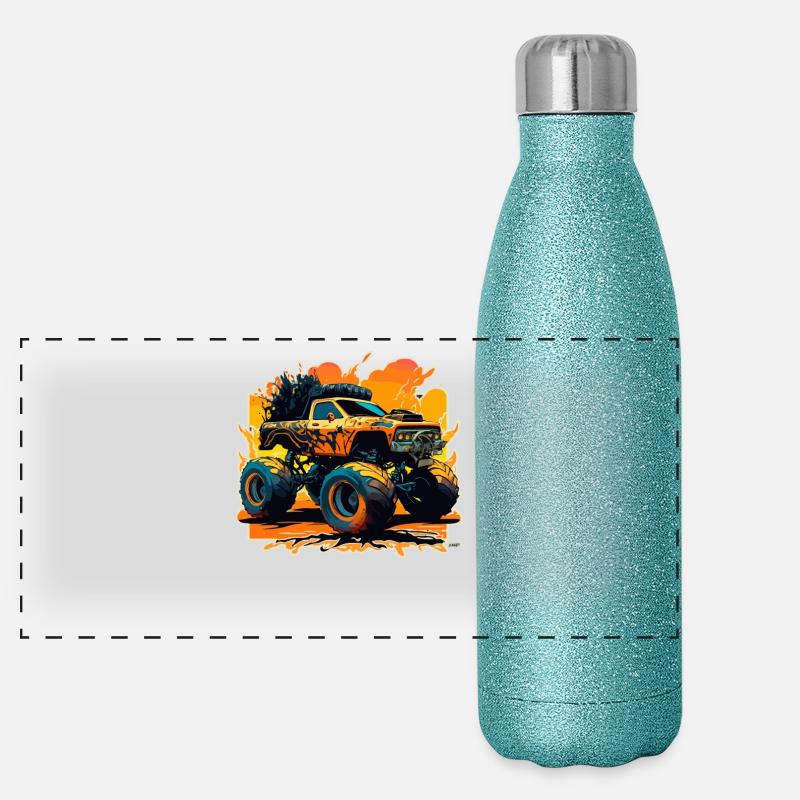 Monstertruck Wahnsinn Panorama Glitzer Isolierflasche 500 ml