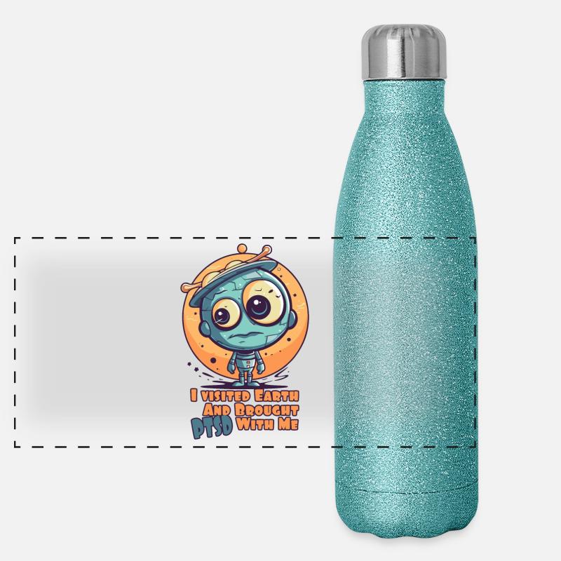 Mignon petit extraterrestre – la terre provoque un traumatisme Gourde isotherme panoramique pailletée 500 ml