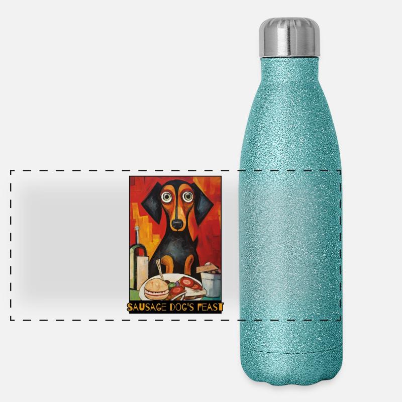 Un festin, un repas et un teckel Gourde isotherme panoramique pailletée 500 ml