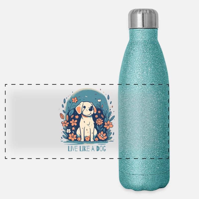 Vivez comme un chien Gourde isotherme panoramique pailletée 500 ml