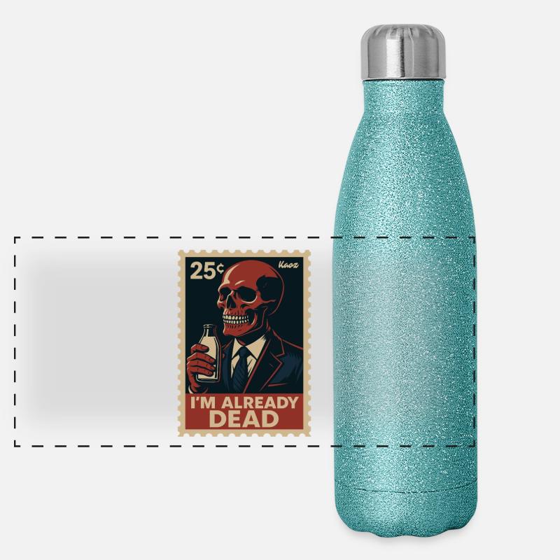 Je suis déjà mort – Squelette avec bouteille de lait Gourde isotherme panoramique pailletée 500 ml