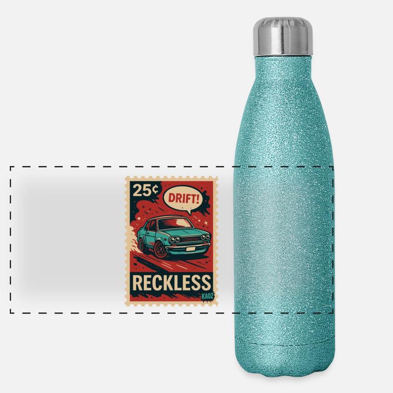 Briefmarken-Poster: DRIFT! –Rücksichtslos Panorama Glitzer Isolierflasche 500 ml