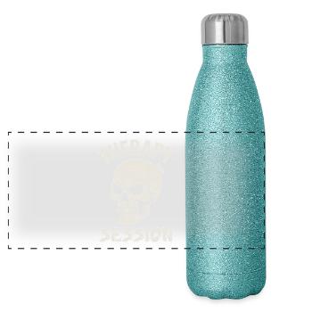 Skull with Saying Therapy Session - Panoramic Glitter Thermal Bottle 500 ml - blue glitter - Front