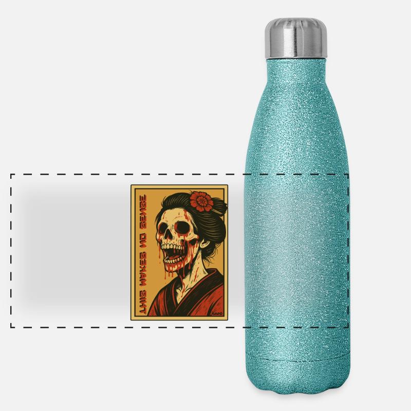 That doesn't make sense: Skeleton Geisha with kimono Panoramic Glitter Thermal Bottle 500 ml