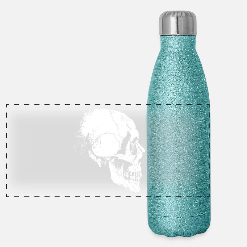 Skelettkopf Panorama Glitzer Isolierflasche 500 ml
