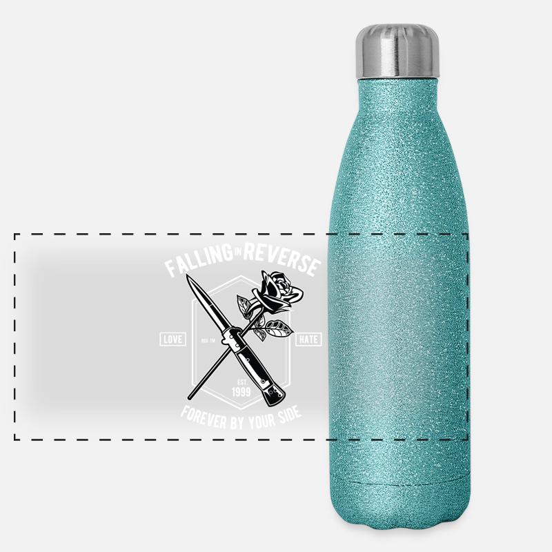 Falling In Reverse Amour Hass Rose Couteau Forever Gourde isotherme panoramique pailletée 500 ml