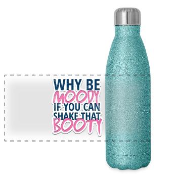 Sport - Gym - Fitness - Dancing - Workout - Gift - Panoramic Glitter Thermal Bottle 500 ml - blue glitter - Front
