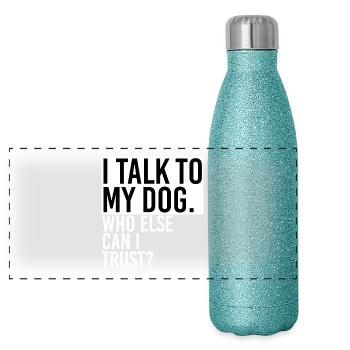 Rede mit Hund - Panorama Glitzer Isolierflasche 500 ml - Blau Glitzer - Vorne