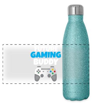 Gamer Child - Panoramic Glitter Thermal Bottle 500 ml - blue glitter - Front