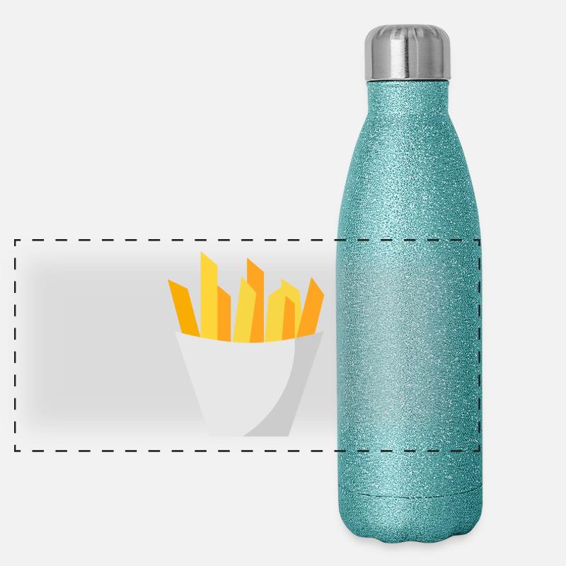Pommes Frites - Panorama Glitzer Isolierflasche 500 ml - Blau Glitzer