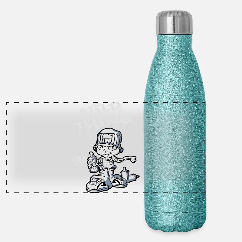 Graffiti boy and spray paint Gourde isotherme panoramique pailletée 500 ml