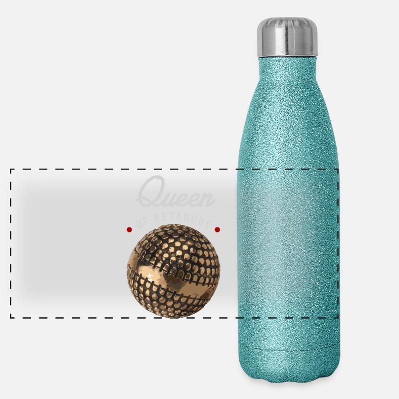 Königin des Pétanque Panorama Glitzer Isolierflasche 500 ml
