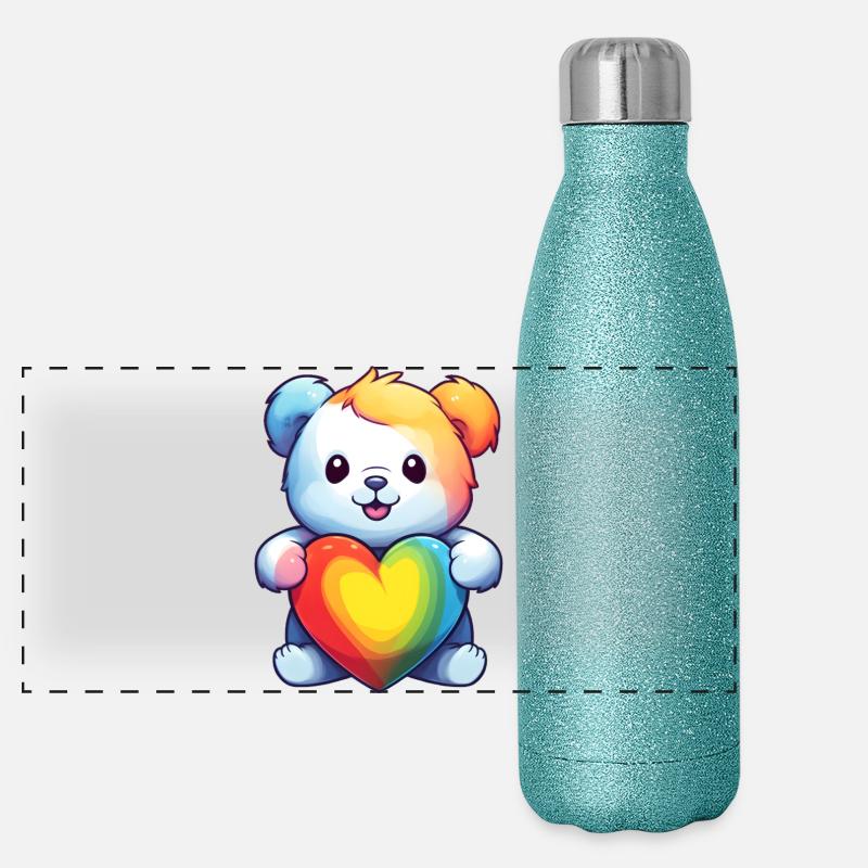 L’amour est une nécessité pour l’ours Gourde isotherme panoramique pailletée 500 ml