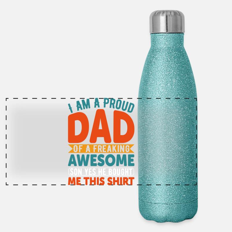 Stolzer Vater feierliches T-Shirt Panorama Glitzer Isolierflasche 500 ml