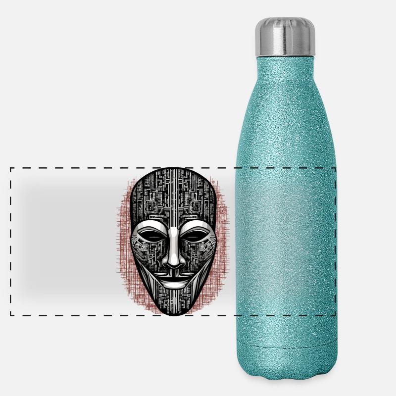 Masque de hacker anonyme Gourde isotherme panoramique pailletée 500 ml