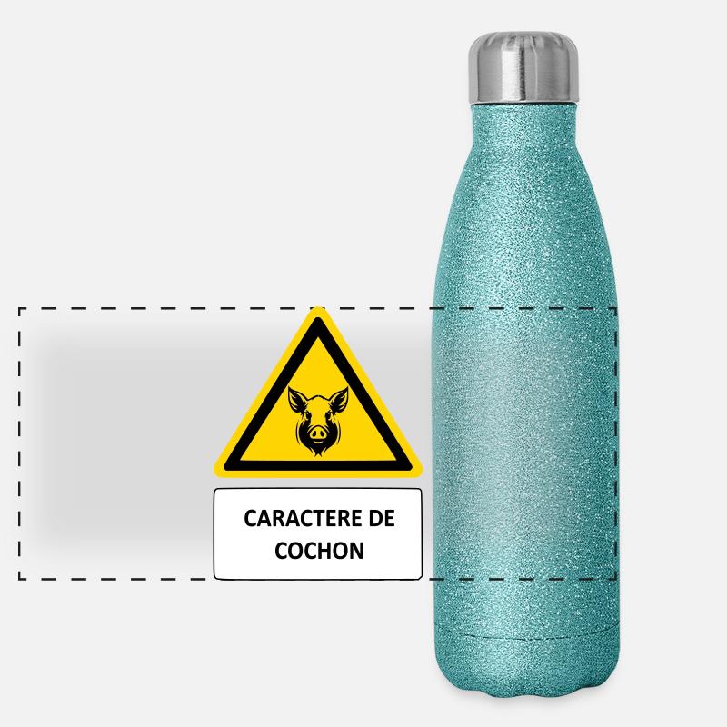 Caractère de cochon Gourde isotherme panoramique pailletée 500 ml