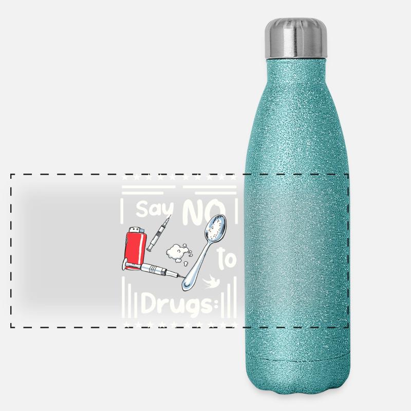 Sag NEIN zu Drogen Panorama Glitzer Isolierflasche 500 ml