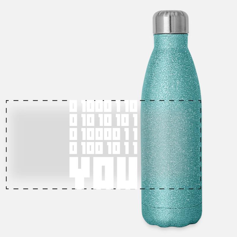 Binary Code F**k YOU – Geek Code & Nerd Humo Panoramic Glitter Thermal Bottle 500 ml