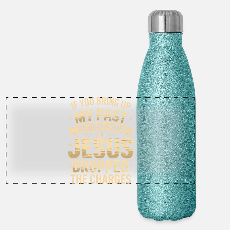 Jesus Dropped the Charges Tee Panoramic Glitter Thermal Bottle 500 ml