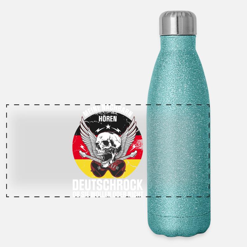 Meine Nachbarn hören Deutschrock Panorama Glitzer Isolierflasche 500 ml