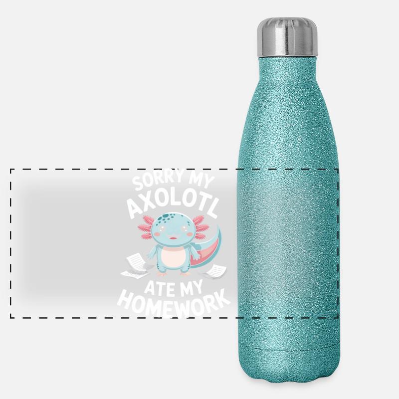Axolotl Homework Heist Panoramic Glitter Thermal Bottle 500 ml